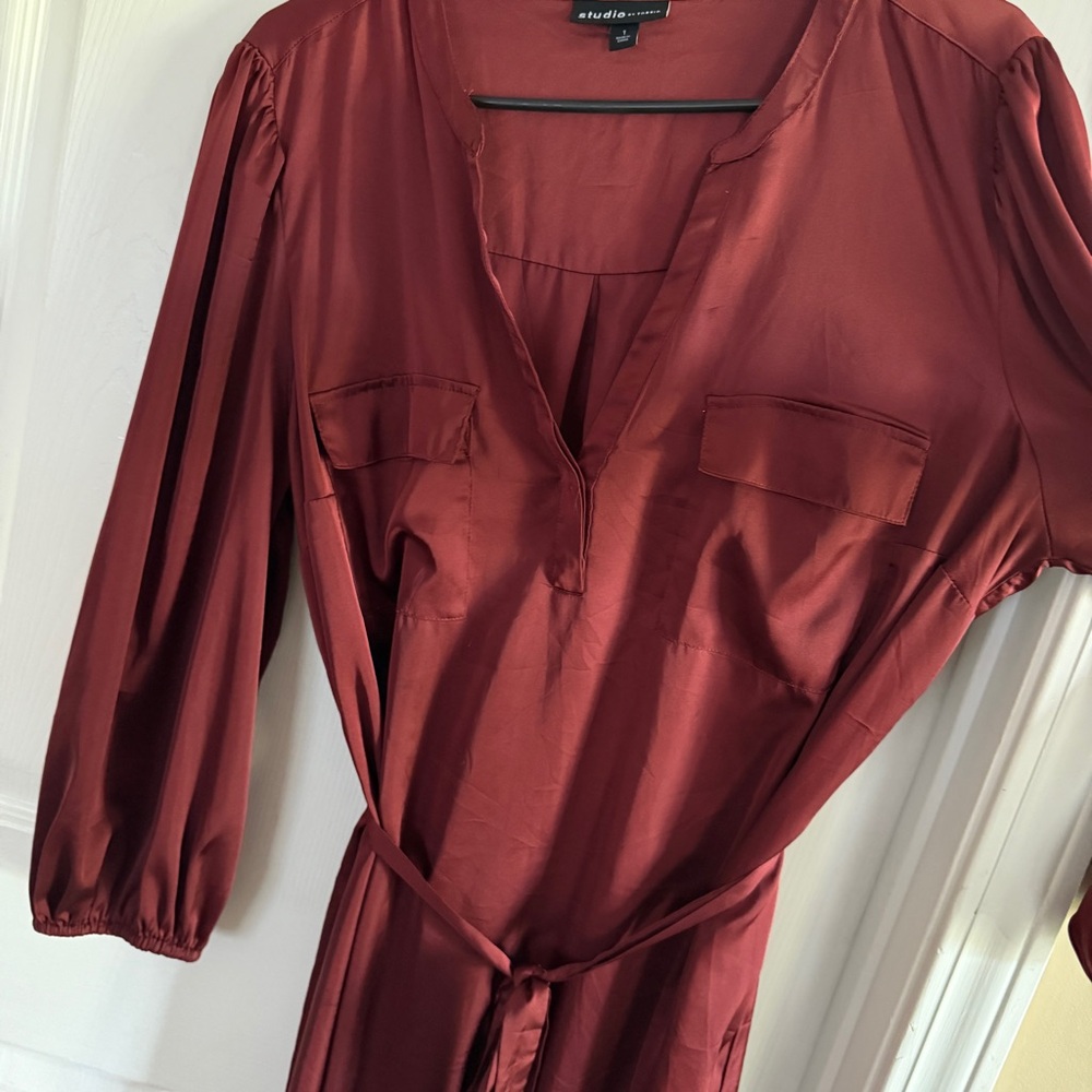 Studio by Torrid Burgundy Shirt Dress – Size 1 (Fits Like XL/14–16) - Picture 2 of 9